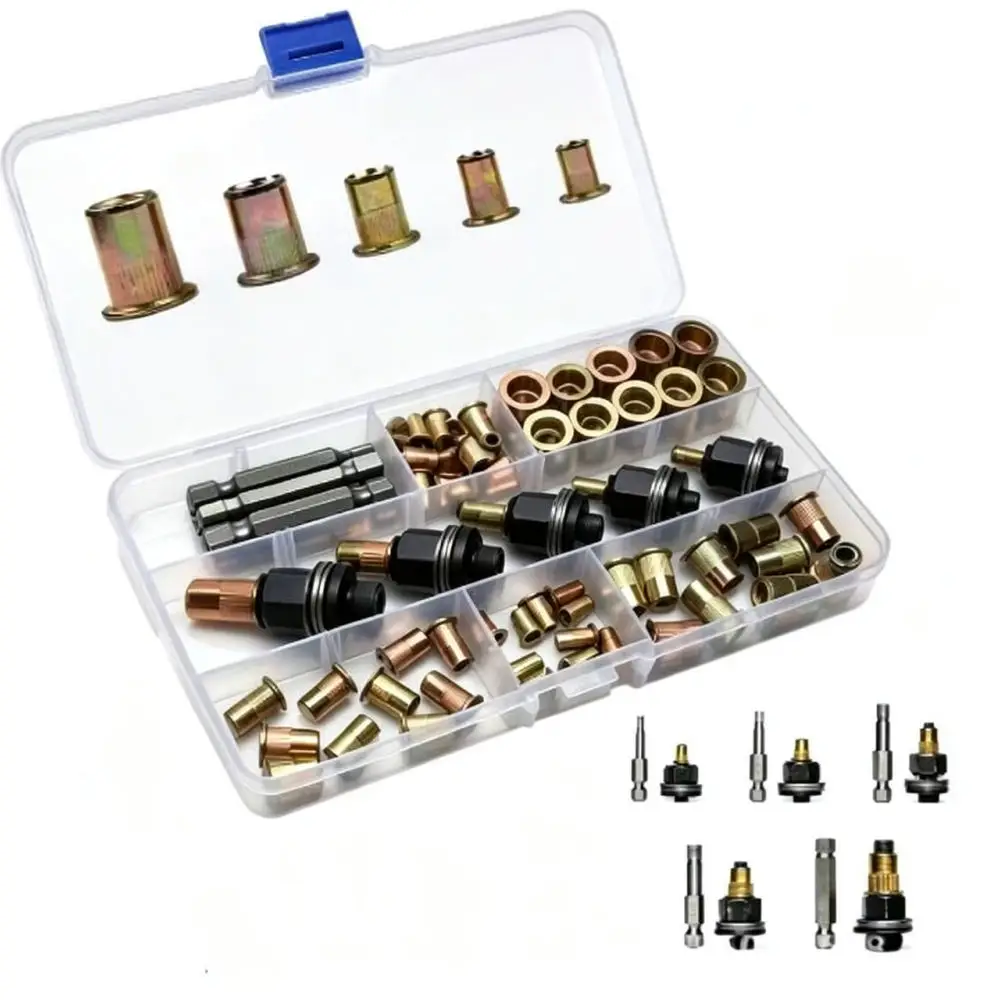 Carbon Steel Rivet Nut Tool Set Threaded Insert Fasteners Automotive Maintenance Manual Applicator Professional Hardware Kit