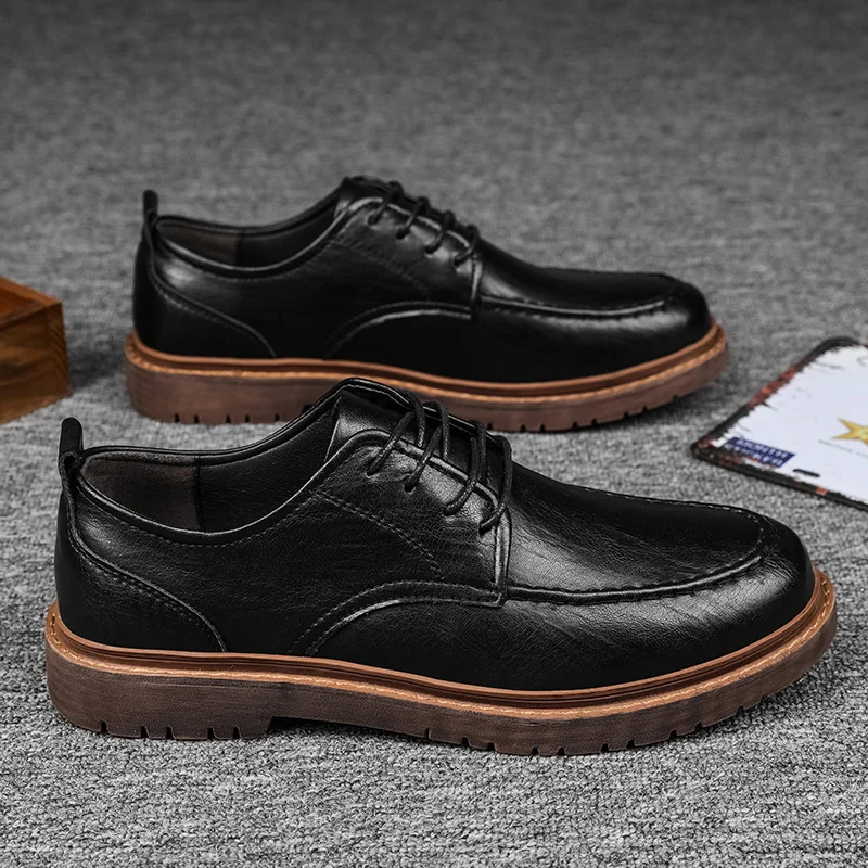 ChimBrand-Chaussures basses en cuir véritable pour hommes, résistantes à l'usure, chaussures décontractées d'extérieur, chaussures d'affaires de bureau