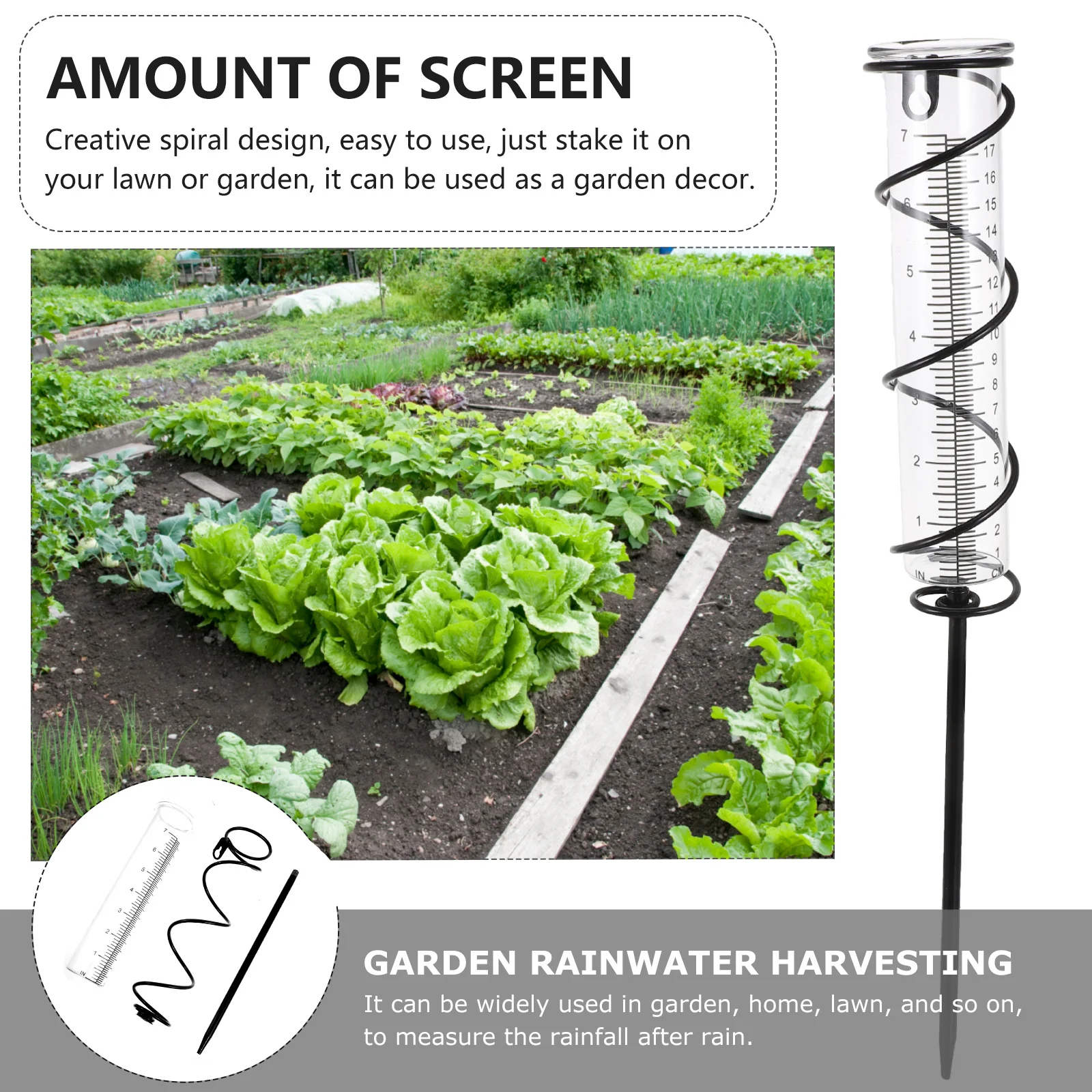 

Garden Rain Gauge Weatherproof Measurement Device Clear Readable Scale for Yard Outdoor Rainfall Monitoring Decorative Stake