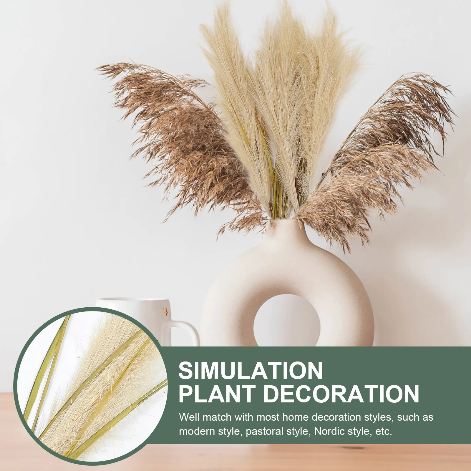

4pcs Artificial Phragmites Fabric Decor Home Decoration Simulation Plants For Indoor Wall Wedding Vase Flower Arrangement Diy