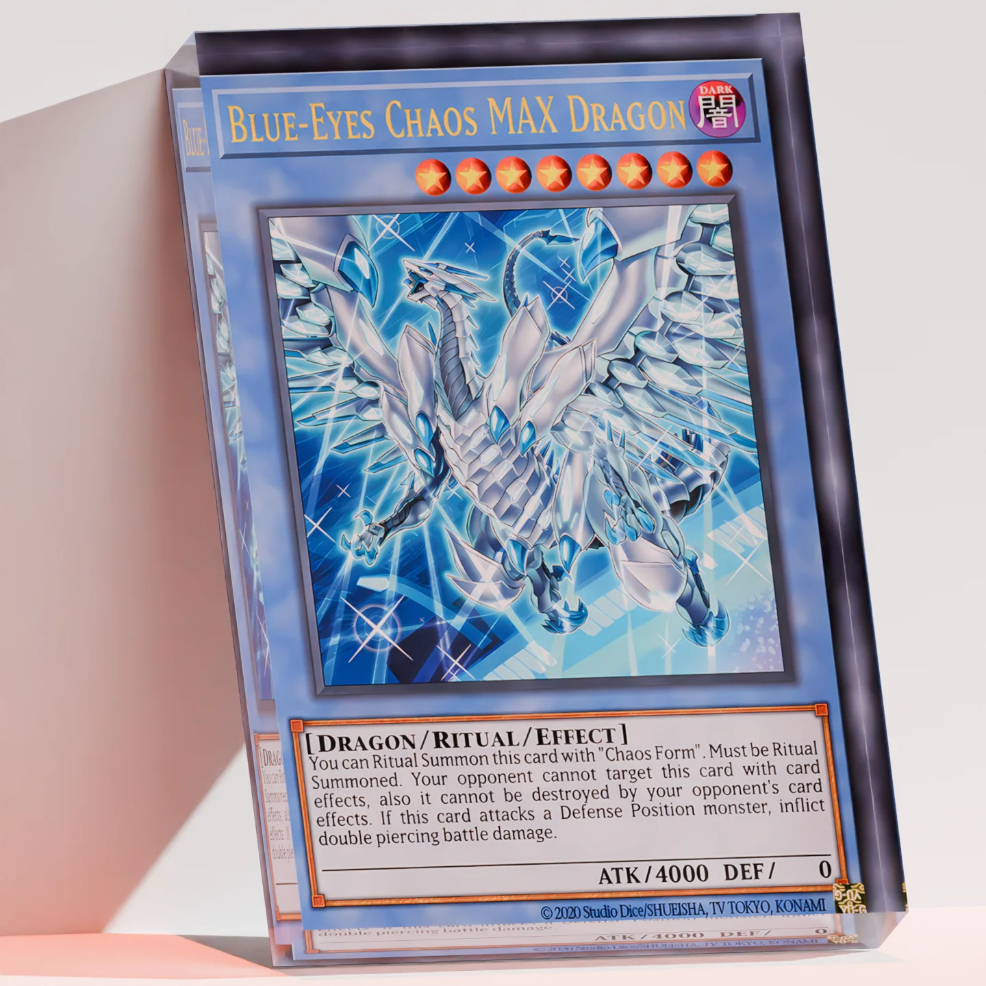 Yu-Gi-Oh YGO Blue-Eyes Chaos MAX Dragon Clear Acrylic Block Anime Goods Desktop Ornament Anime Desk Decor Gift