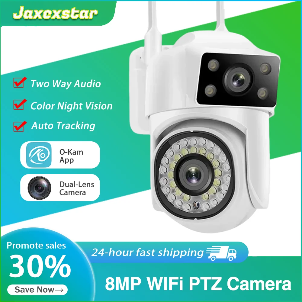 

4K 8MP Dual Lens PTZ WIFI Camera Full HD Dual Screen Ai Human Auto Tracking Outdoor 4MP Security Video Surveillance Camera O-KAM