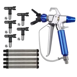 Airless Paint Sprayer Gun with Nozzle Guard 5 Spray Tips and 5 Airless Paint Spray Gun Filter for Airless Paint Sprayers