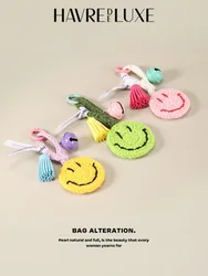 Smile Keychains For Women Woolen Woven School Bag Pendant Premium Sense Of Niche Backpack Hanging Creative  Couple Gift