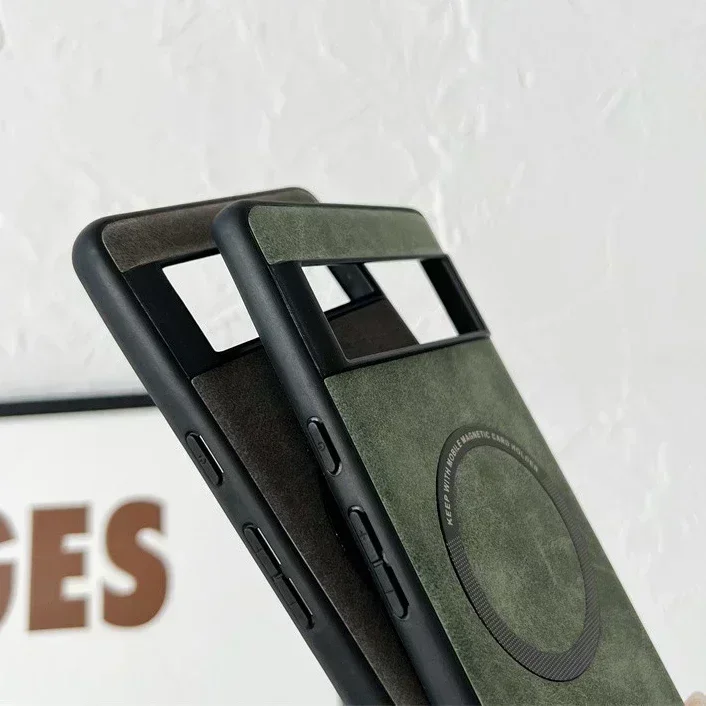 Luxury Magsafe Soft Leather Case For Google Pixel 7 8 Pro 6 XL 7A 6A Magnetic Wireless Charging Skin Feel Shockproof Back Cover