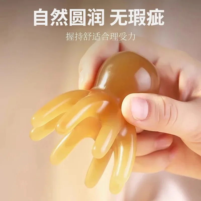 Octopus Massage Comb Resin Head Meridian Scraping Scalp Massage Brush Acupuncture Spa Scraping Massage Comb for Relieving Fatigue