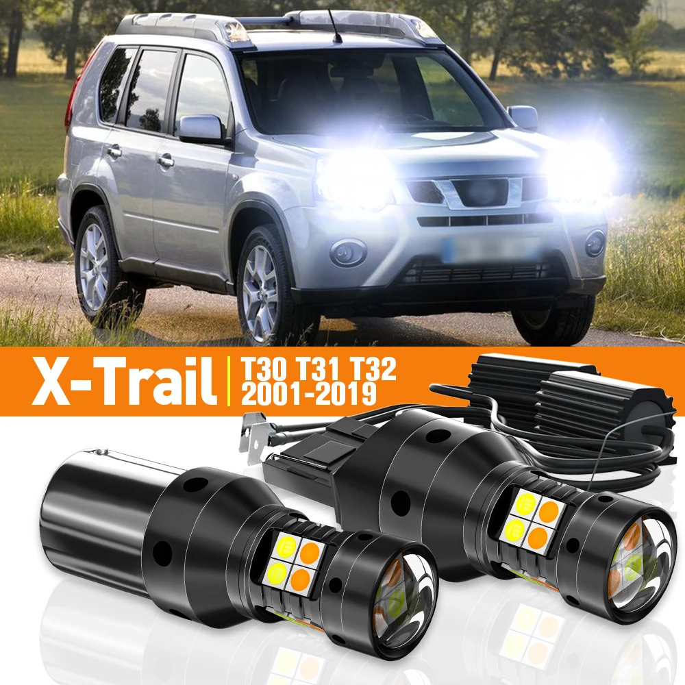 

2x LED Dual Mode Turn Signal+Daytime Running Light DRL For Nissan X-Trail T30 T31 T32 2001-2019 2007 2008 Accessories Canbus