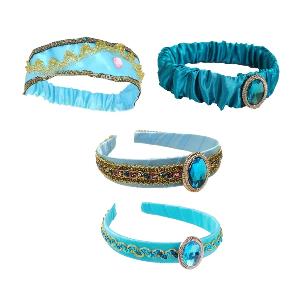 Jasmine Princess Headband Halloween Party Cosplay Headwear Blue Arabian Classical Costume Accessory Women Girl Dress Up Hairband image 2