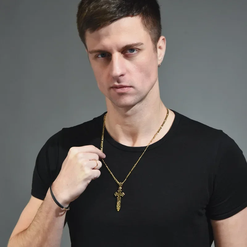 Collana da uomo con teschio, pendente in acciaio al titanio retrò unico e rimbalzante, catena da appendere da uomo alla moda, croce alla moda