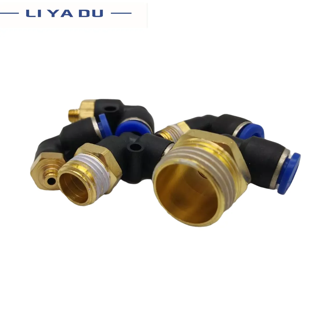 10pcs PL6-M5 4-M5  Air Water Hose Tube Connectors PL Elbow Air Connector Pneumatic Fitting Male Thread Push In OD 6MM-12MM