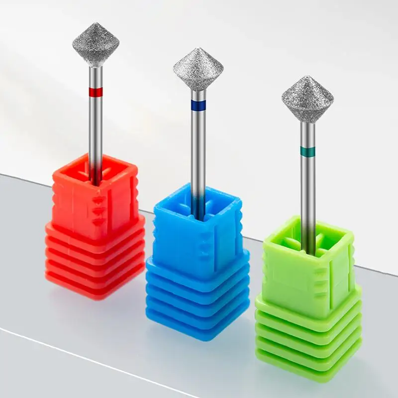 1 Pcs 마름모 네일 드릴 비트 다이아몬드 전자 파일 비트 전기 네일 드릴 머신에 대 한 둥근 가장자리 매니큐어 페디큐어 그라인딩 헤드