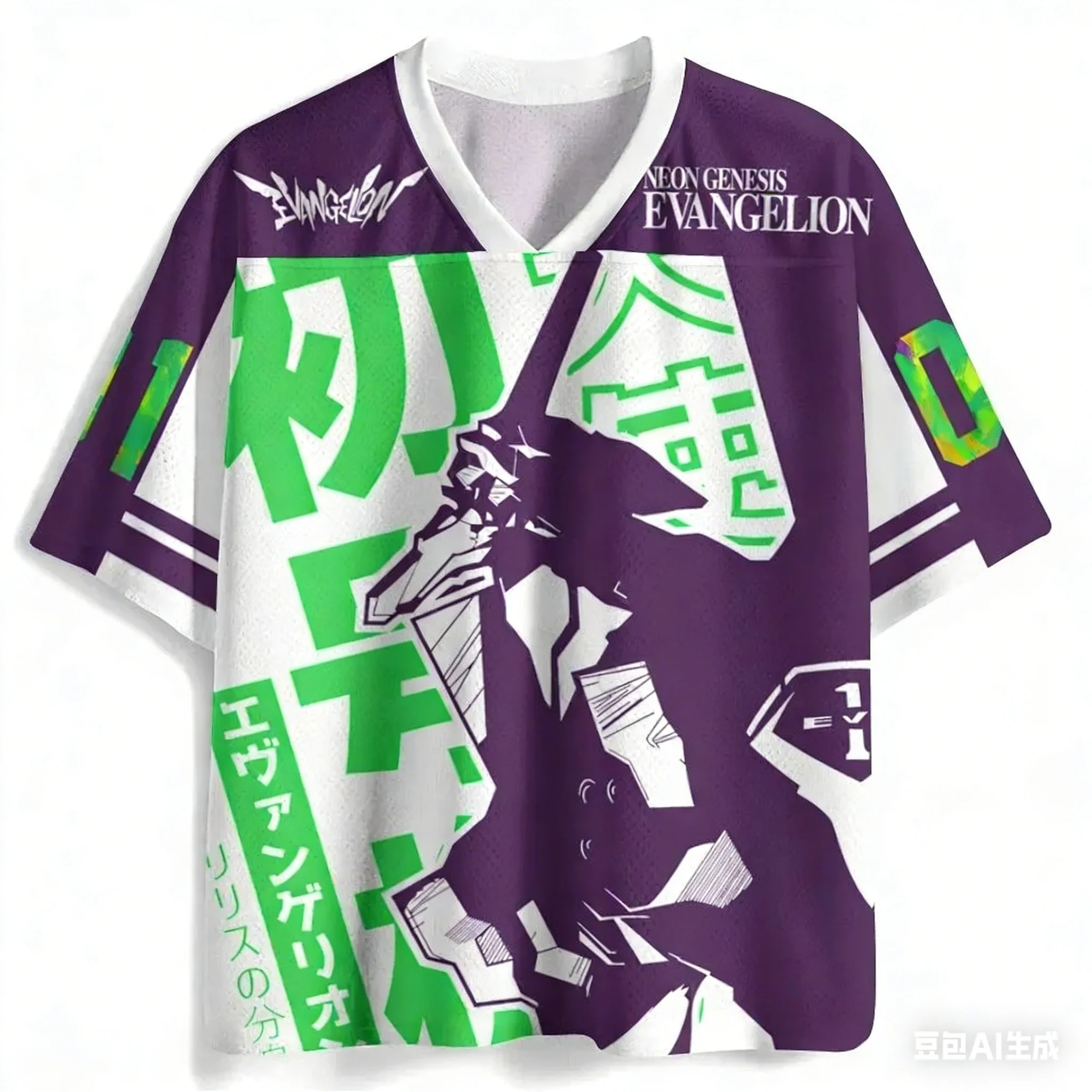 Summer New EVA New Century Gospel Warrior Peripheral Ayanami Chuhao Machine 01 Loose Quick Drying Men's and Women's T-shirt