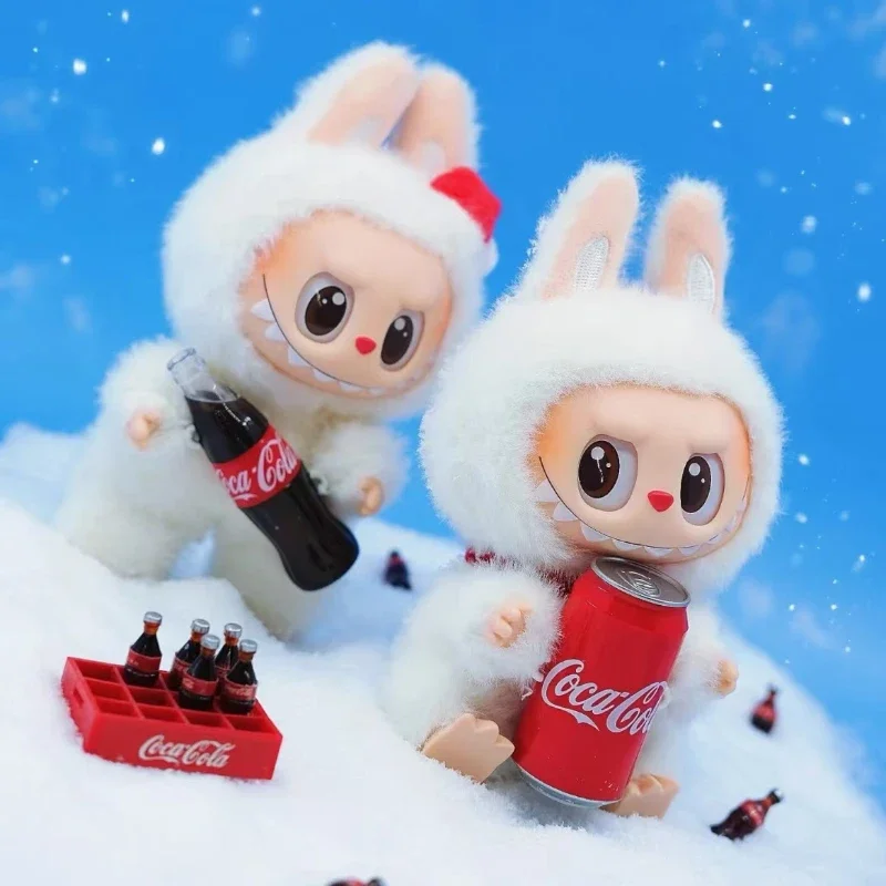 Labubu Cola Series ตุ๊กตาการ์ตูนอะนิเมะน่ารัก Action Figure แฟชั่นเด็กพวงกุญแจเครื่องประดับตกแต่งวันหยุดของขวัญ