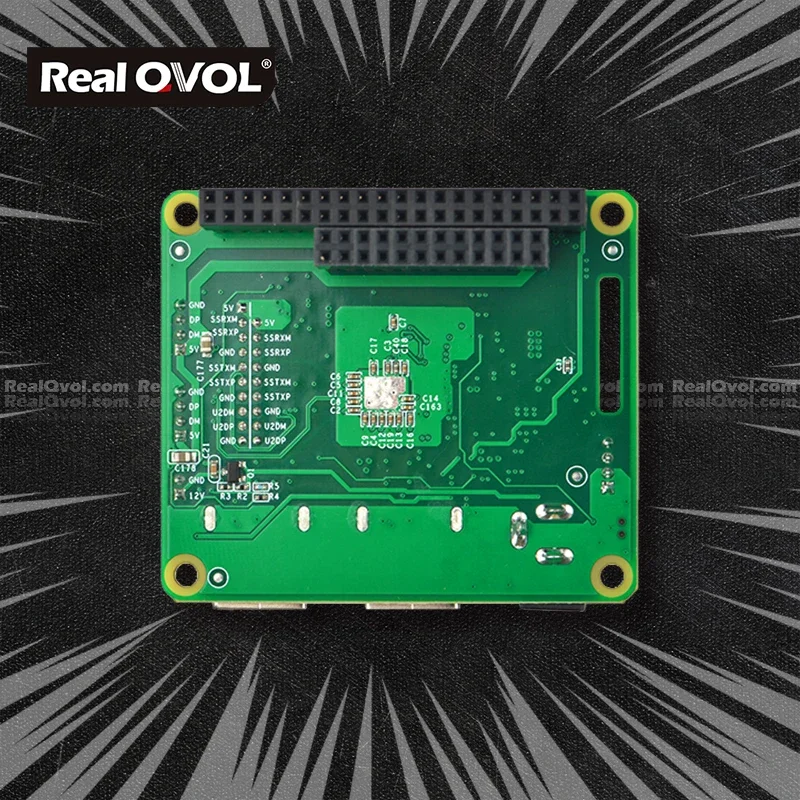 RealQvol FriendlyELEC PCIe To USB 3.0 X4 HAT for M4 Power/Fan Interface 40-PIN connector are populated