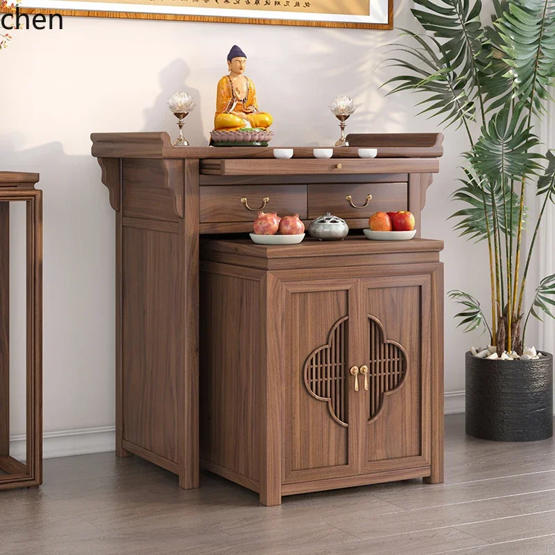 H1  walnut offering table incense case household solid wood offering table Buddhist hall cabinet offering table