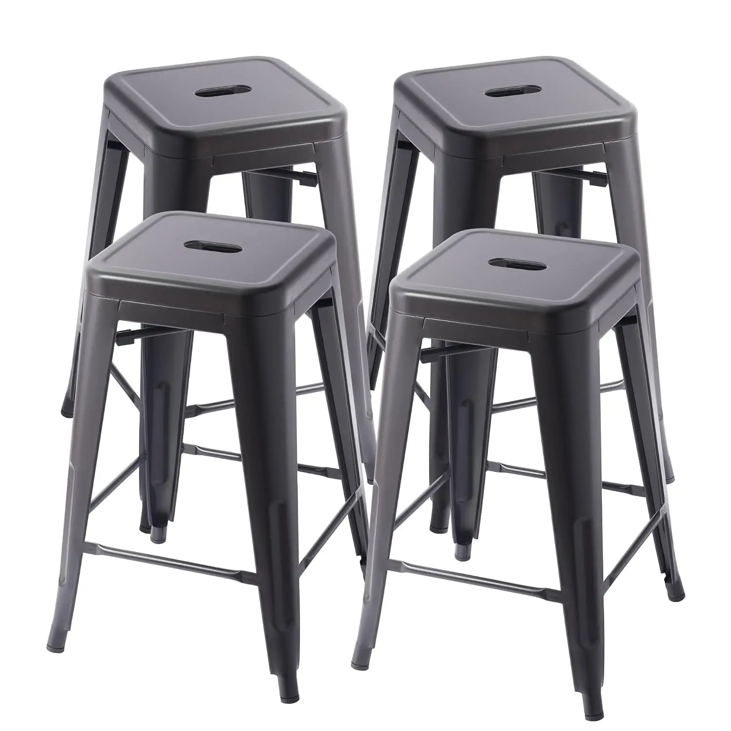 Backless Metal Bar Stool Stackable Indoor-Outdoor Counter Height Dining Chair Set Of 4 24 Inch, Customized
