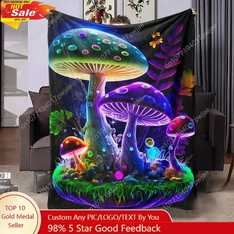 

Colorful Mushroom Pattern Blanket Count SoftWarm Nap Throw Blanket Air-conditioned RoomBlanket for Home Custom Blankets