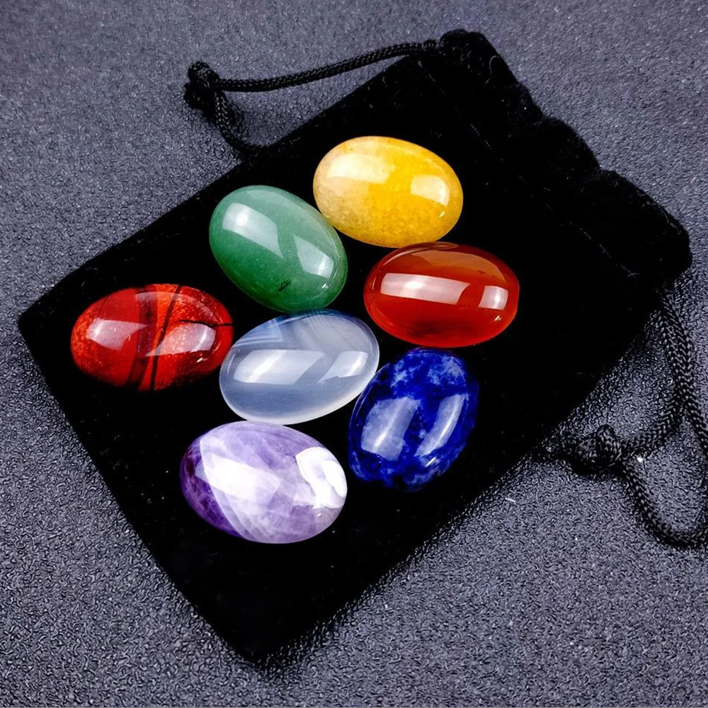 Natural Stone Set 7 Chakra Reiki Healing Stone Quartz Mineral Ornament Healing Gemstone Home Decoration Craft Stones Gifts