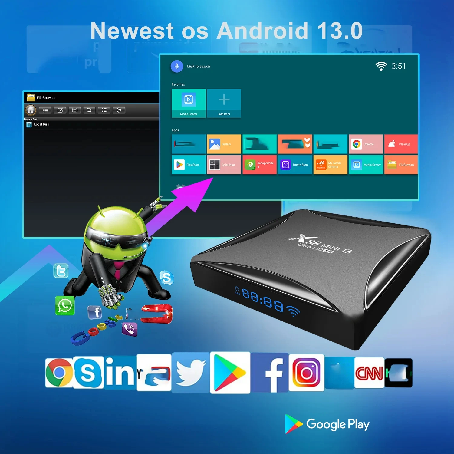 X88 MINI 13 TV, pudełko Android 13 2024 RK3528 8K 5G podwójny Wifi wideo z domu 4GB 64GB odtwarzacz multimedialny wyjście HDMI 4K TV, pudełko zestaw