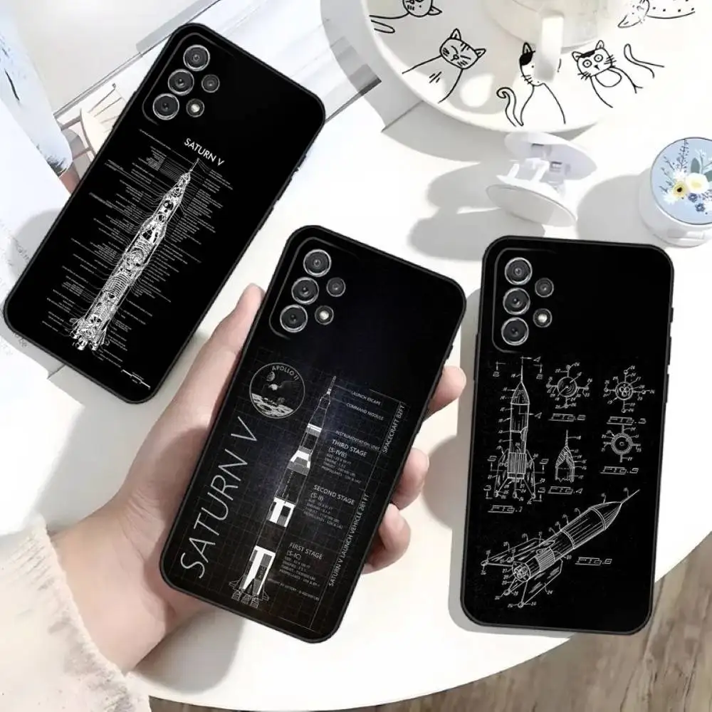

Space Rocket Launcher Phone Case For Samsung S25,S24,S21,S22,S23,S30,Ultra,S20,Plus,Fe,Lite,Note,10 Black Soft Shell