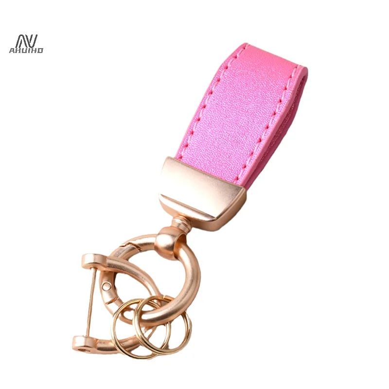 High-end Fluorescent Leather Keychain Laser Engrave Car Key Chain Personalize Keyring Women Gift