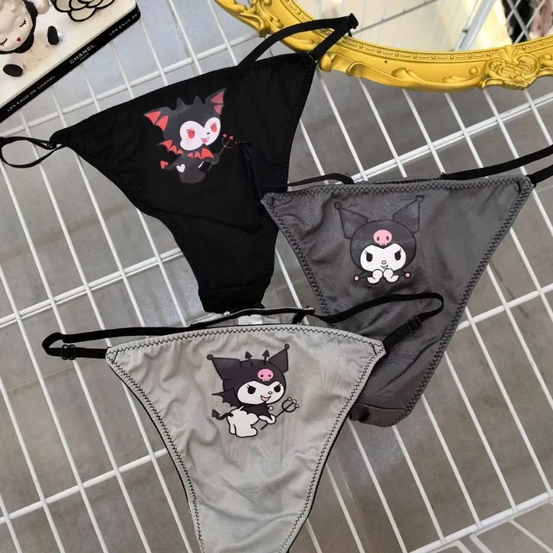 Sanurgente Kuromi-Culotte en coton G-String Kawaii pour femme, sous-vêtement sexy, caleçon en T, taille réglable, cadeau string