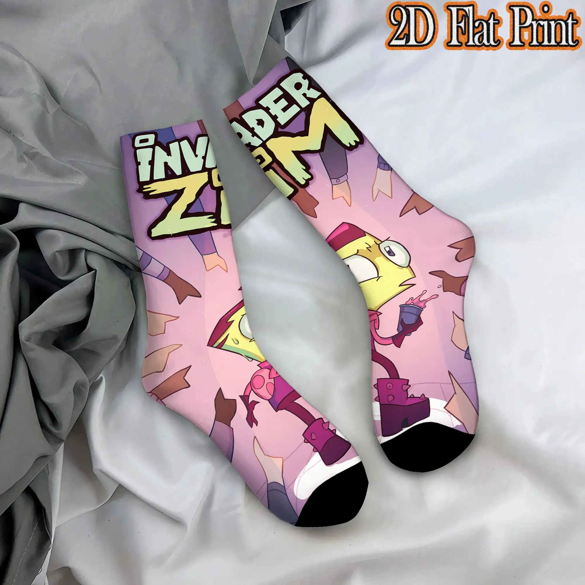 Invader Zim Anime Trendy Men's  Mid Tube Winter Socks Unisex Breathable Crew Sock Cycling Socks