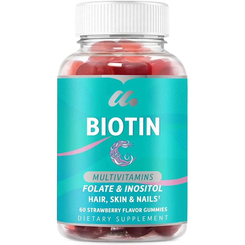 

Biotin gummies contain a variety of vitamins, folate, inositol - hair growth, healthy skin and nails - vegan- strawberry flavor