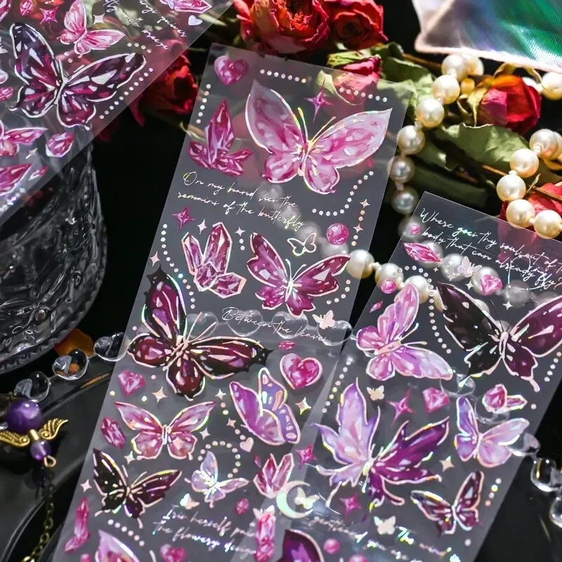 3 шт./набор, серебряные наклейки-бабочки