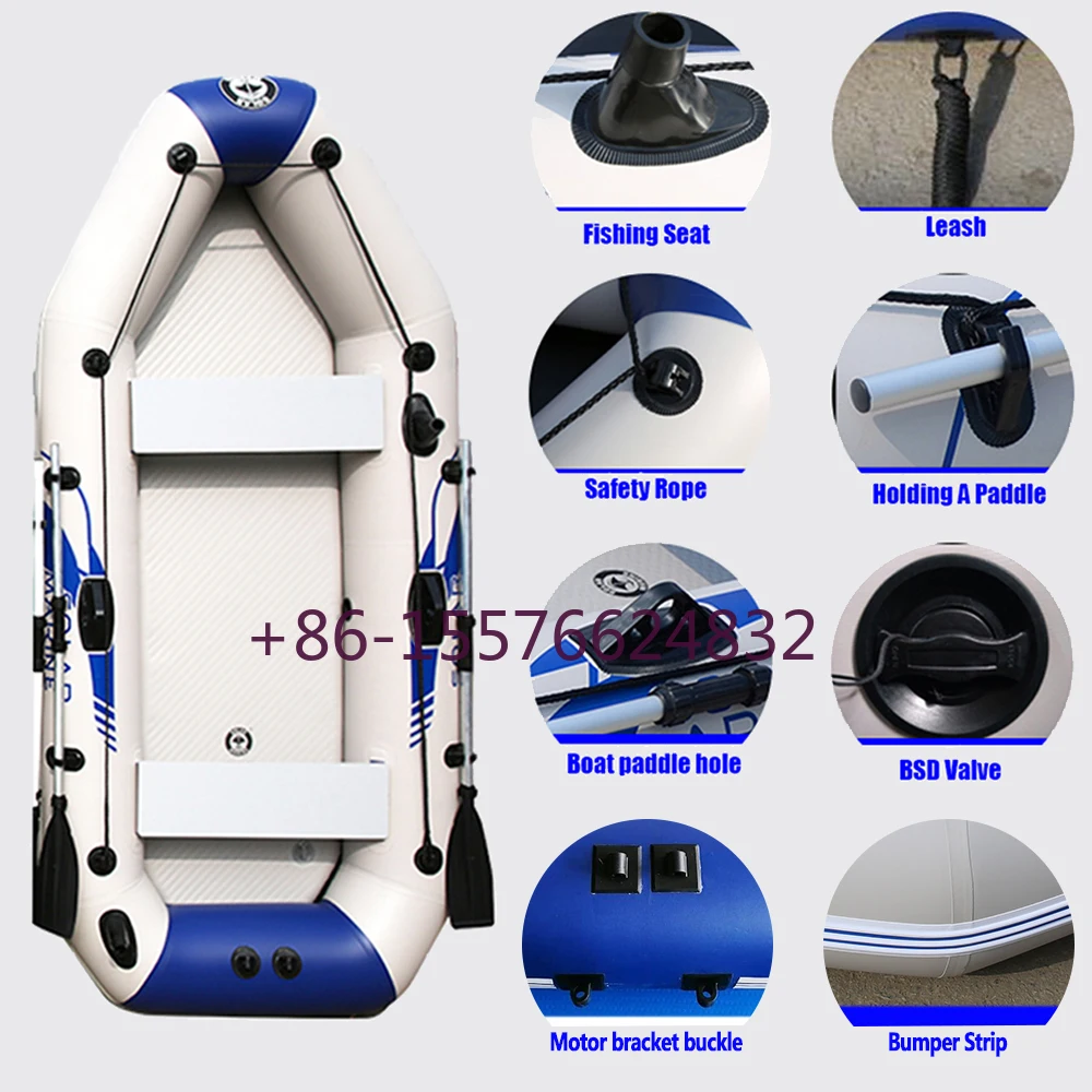 

PVC Inflatable Boat 3 Layer Inflatable Fishing Boats Laminated Wear-Resistant Kayak Boats for 2-6 Person Kayak Rowing Canoe