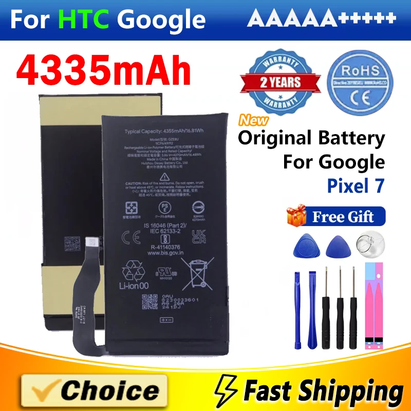 

1Pc 4335mAh Original Battery For Google Pixel7 7 5G,GZE8U GVU6C GQML3 Brand New Replacement Phone Lithium Battery+Tools