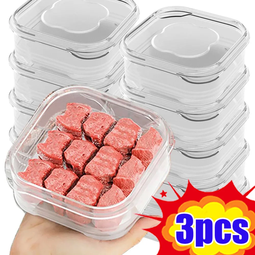 

3/1Pcs Plastic Refrigerator Storage Box Transparent Freeze Meat Vegetable Fresh-Keeping Storage Container With Lid For Kitchen