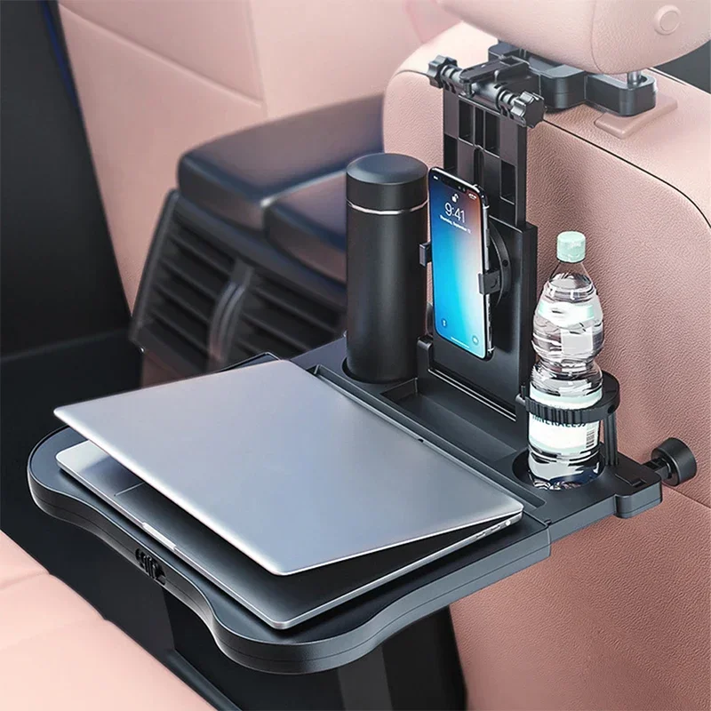 Car Back Seat Foldable Table Tray Tablet Laptop Holder Auto Seat Back Desk Tissue Box Cup Phone Holder Folding Table NEW