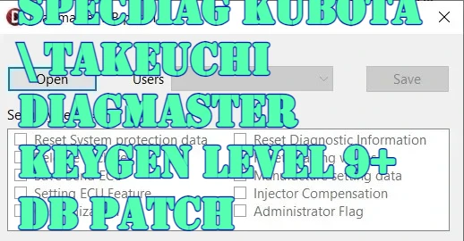 

SpecDiag Kubota \ Takeuchi Diagmaster Keygen Level 9+ DB Патч