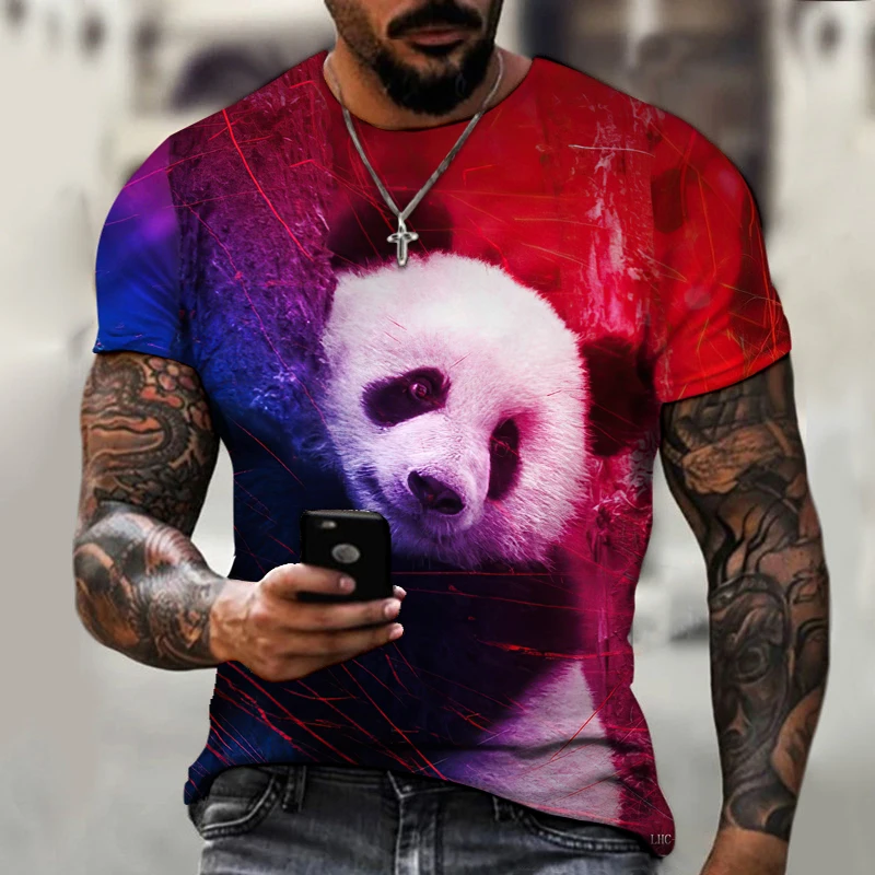 Nieuwe 3d panda print heren ronde hals t-shirt mode casual dagelijks grappig schattige harajuku comfortabele ademende lichtgewicht top