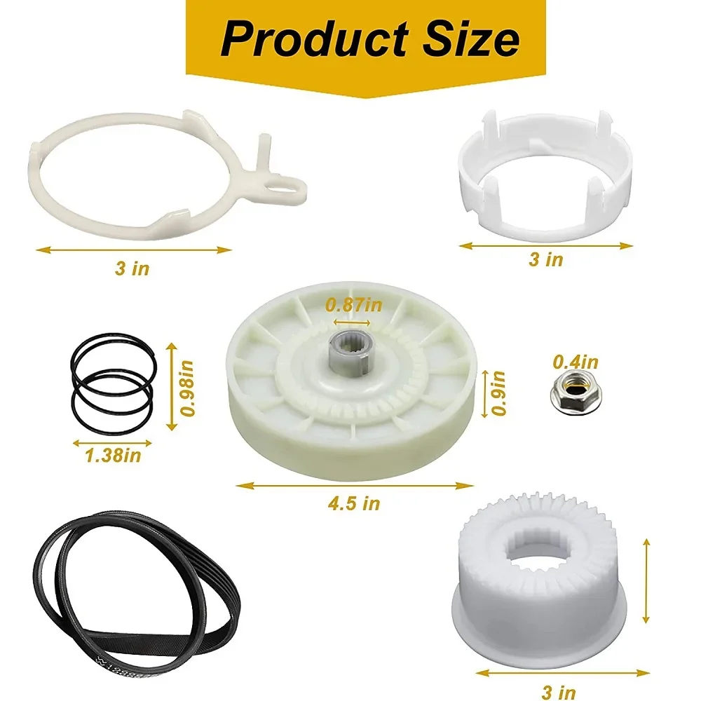 ث 10721967   طقم قابض بكرة الغسالة ث 10006384   حزام محرك الغسالة لغسالة ويرلبول كينمور ث 10721967   ث 10006356   AP 5951296