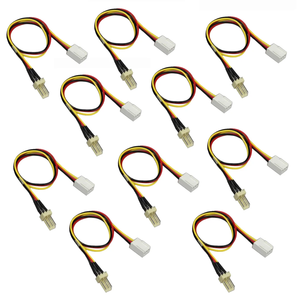 10pcs 12V 3-Pin Male to 3-pin Female PC Fan Power Extension Lengthen Cable