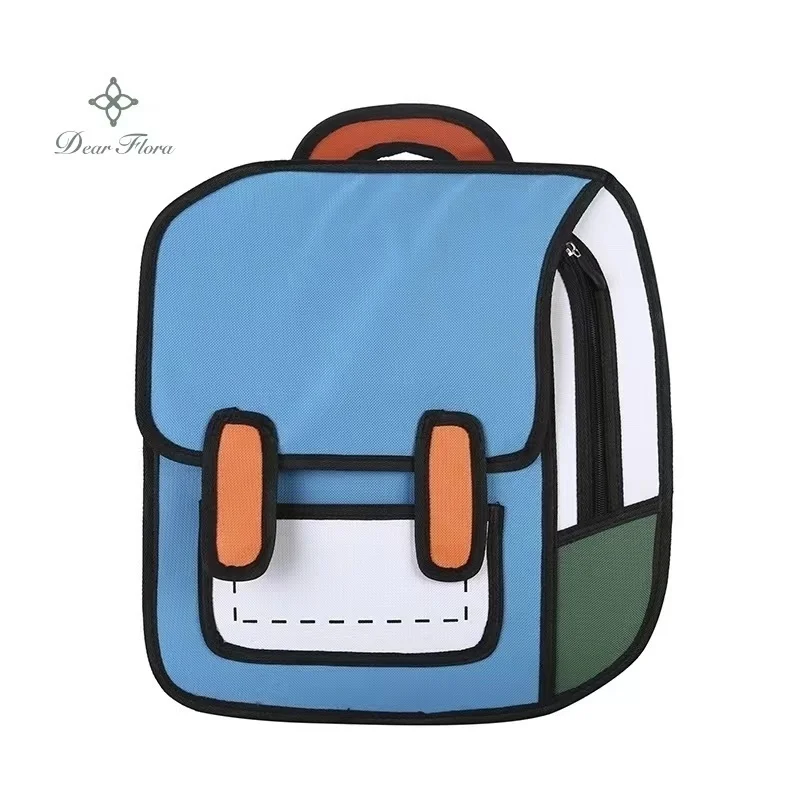 Y2K Cute 2D Drawing Cartoon Bag Anime Backpack 3D Comic Student Schoolbag Kawaii Teenage Daypack Funny Kids Travel Bag Mochila