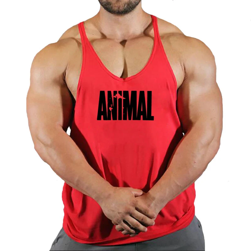 2023 Mens Gym Tank top Men Fitness Sleeveless Shirt Male Cotton Animal Print Fitness Sports Vest Undershirt Gym Running Vest Men