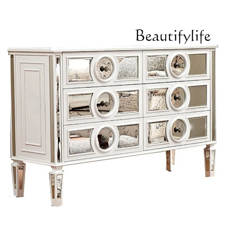

Light luxury dining side cabinet Modern simple tea cabinet American storage storage Mirror entrance foyer cabinet