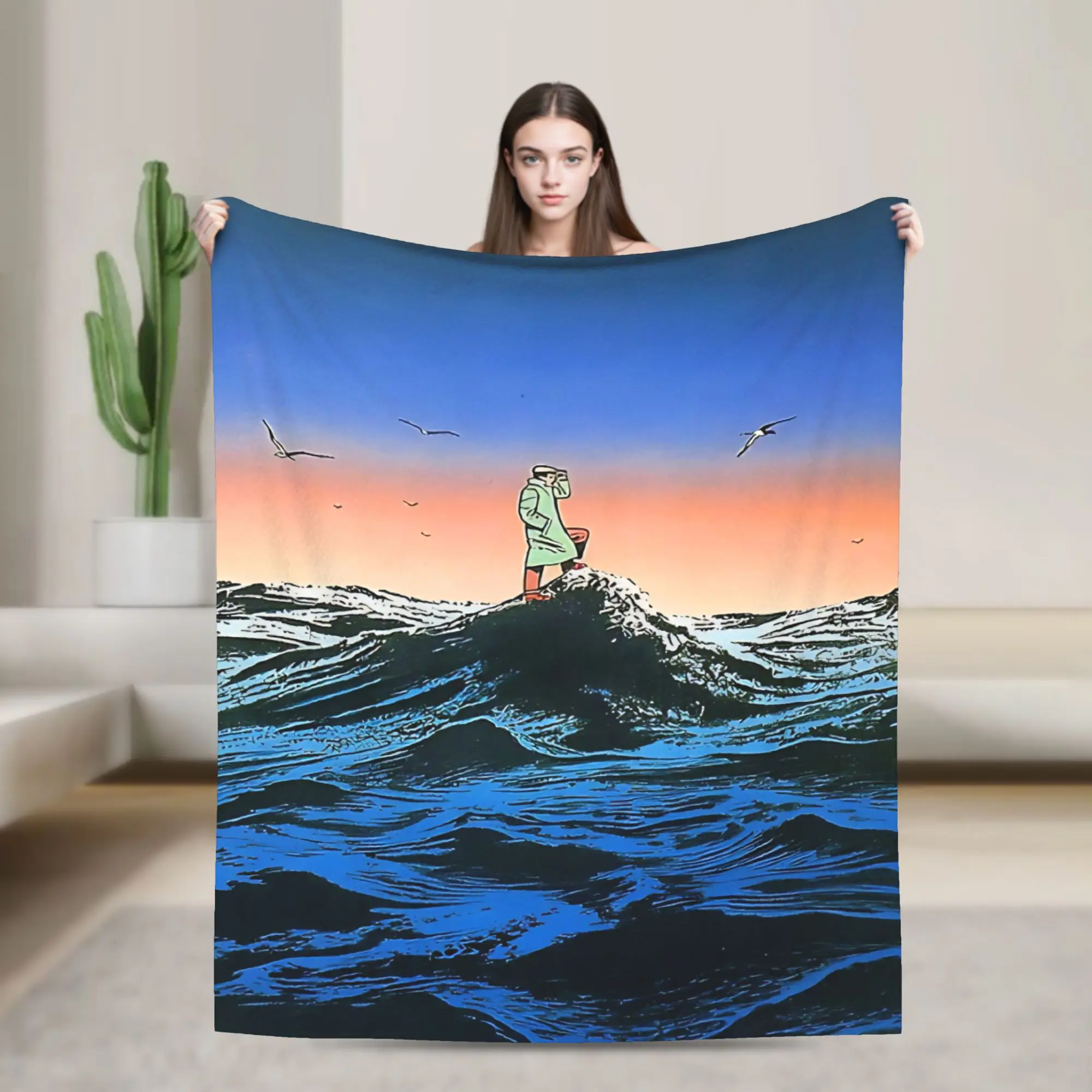 

Art of Guy Billout Blanket Airplane Travel Flannel Throw Blanket For Home Decor Warm Soft Design Quality Bedspread Gift Idea