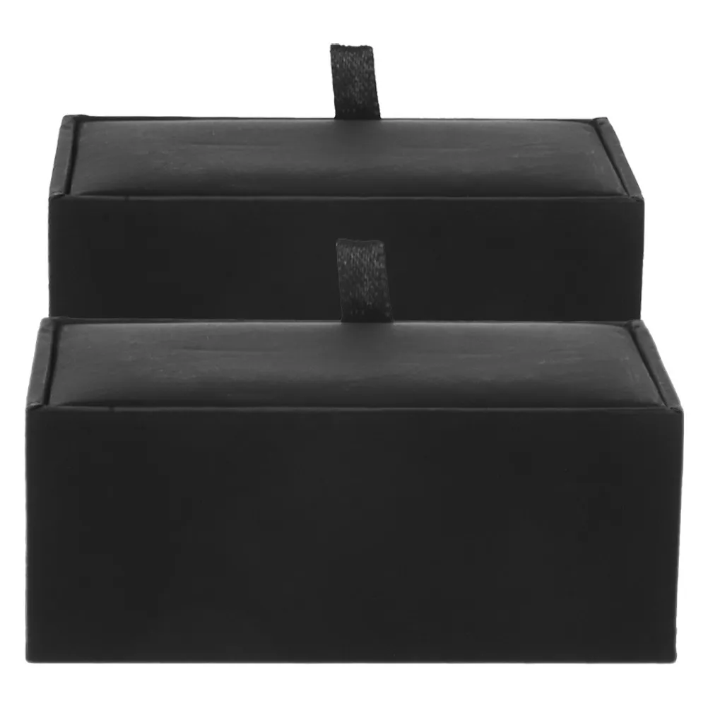 2Pcs Classic Black Cufflink Box Premium PU Sleeve Button Storage Small Gift Box Jewelry Presentation Case Travel