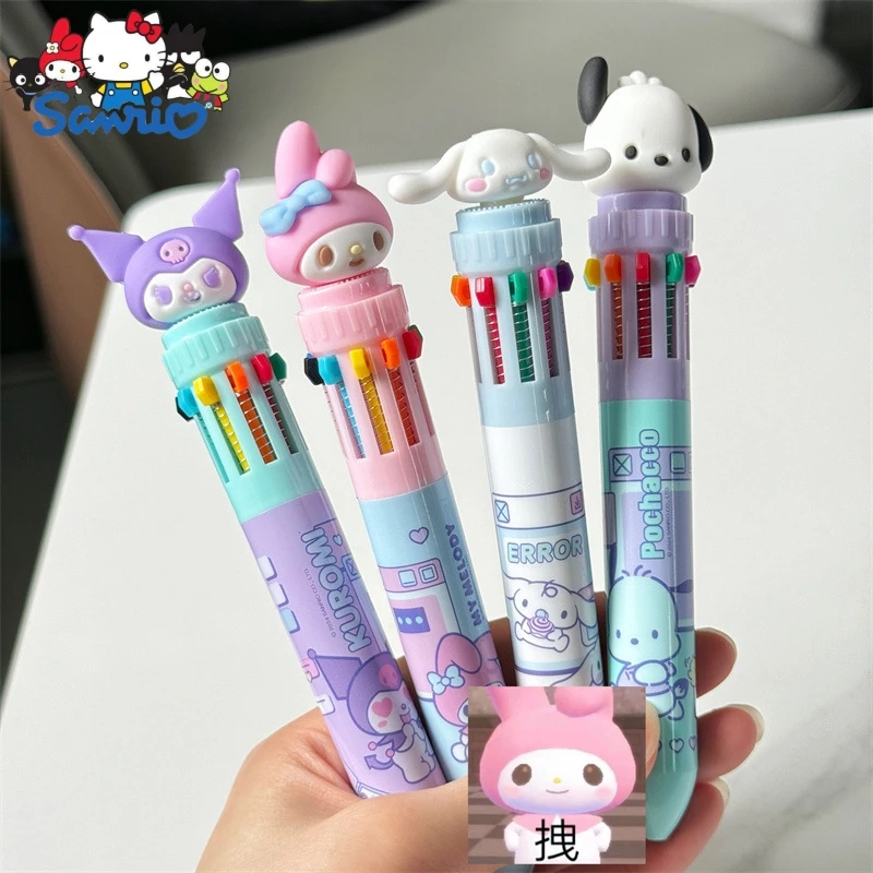 4/12 Pcs Sanrio Cartoon Kuromi Doll 10 Colors Ballpoint Pen My Melody Cute Gel Pen Student Supplies Stationery Wholesale