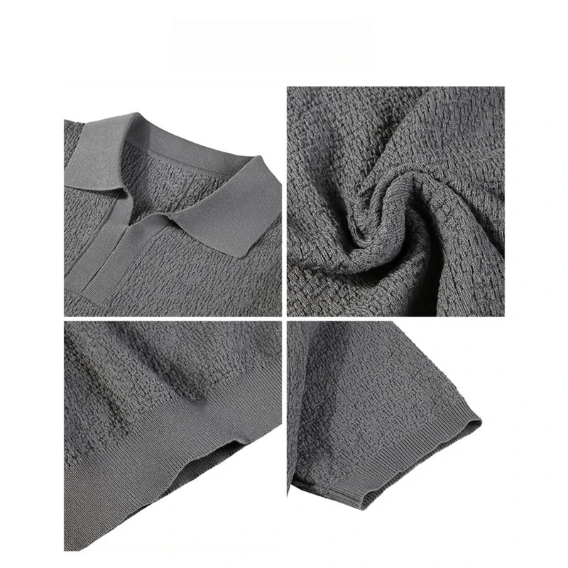 Men's Summer Cooling Ice-Silk High-Stretch Polo Shirt – Breathable Slim-Fit Short Sleeve Business Casual Top with Textured Knit
