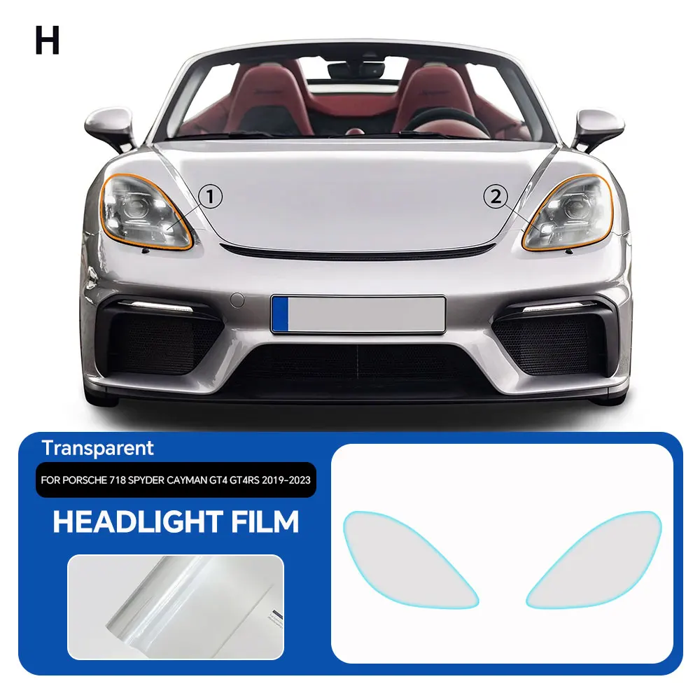 For Porsche 718 Spyder Cayman GT4 GT4RS 2019-2023 Pre Cut Paint Protection Film Headlight 8.5mil Invisible TPU PPF Accessories