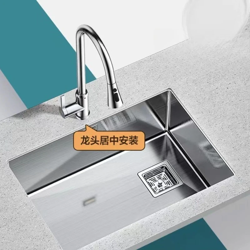 

304 stainless steel sink, kitchen brushed large single sink, household dishwasher embedded in under-counter basin