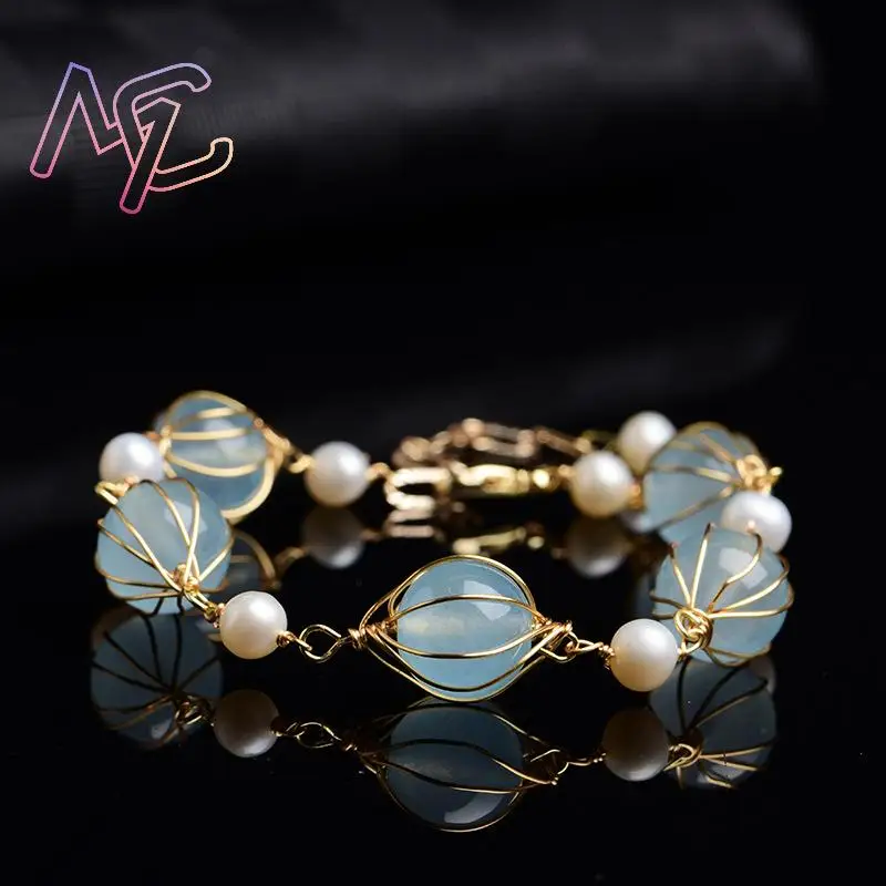 Blue Natural Jade Bead Earrings Fashion Accessories Amulet Vintage Bracelet Real Jewelry Charm Lucky Designer - view 5