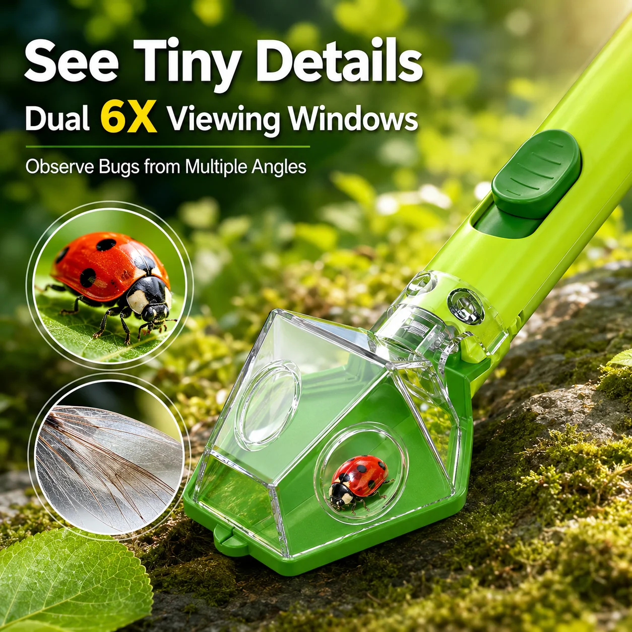 6X Magnification Bug Catcher Viewer, Safe Catch Observe Release Insect Tool, Portable Outdoor STEM Educational Toy for Kids