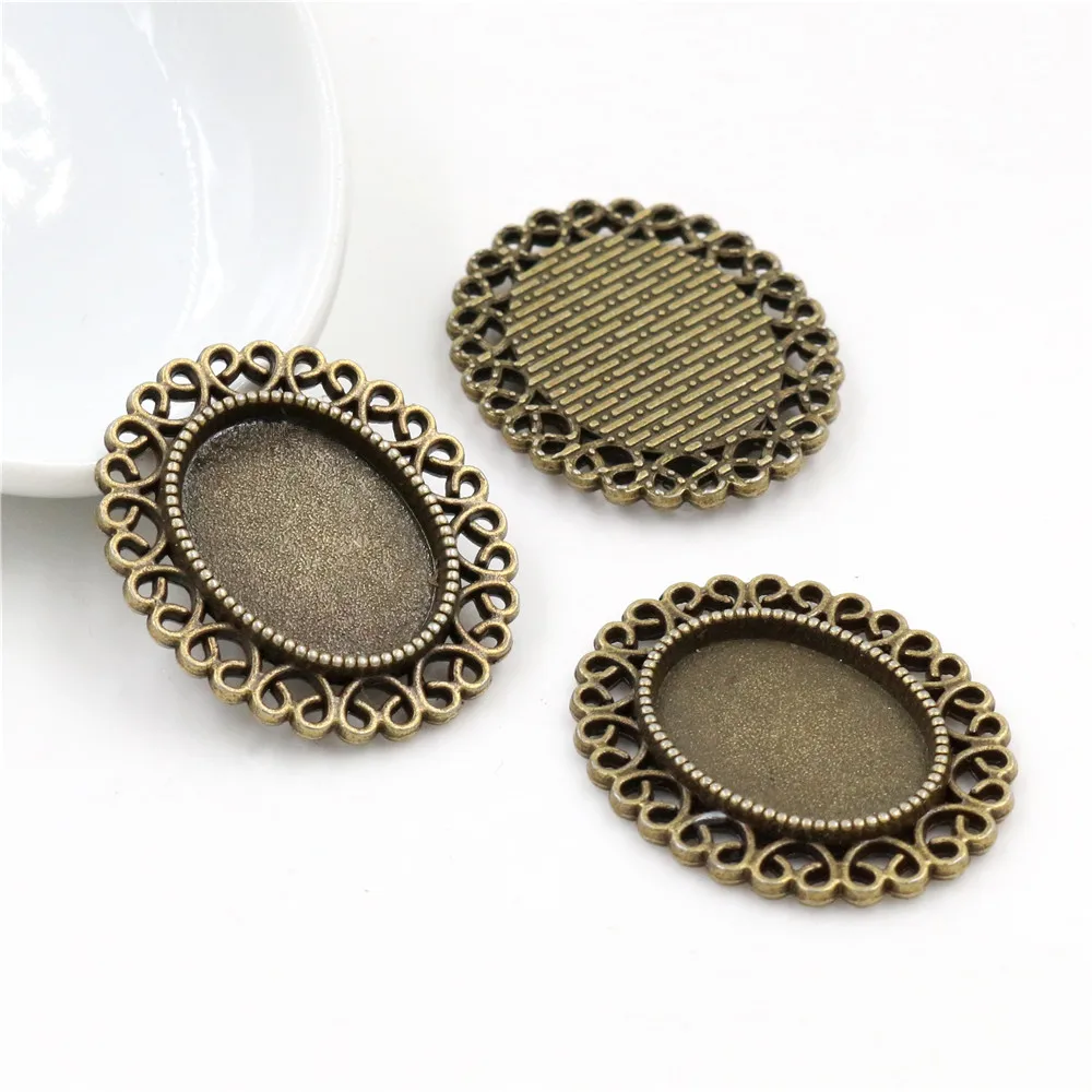 10pcs 13x18mm Inner Size Antique Silver Plated Bronze Simple Cameo Cabochon Base Setting Charms Pendant Necklace Findings