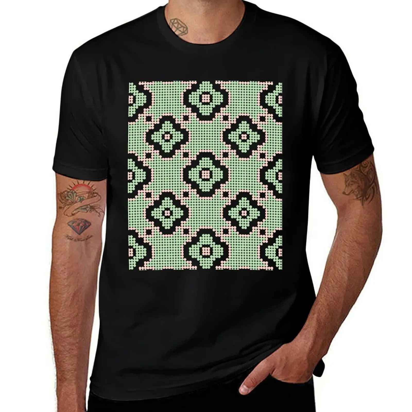

2501402A Floral Mosaic Green T-Shirt anime tshirt Clothing Funny t-shirt black t-shirts for men
